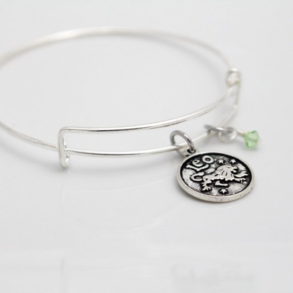 August Leo Adjustable Charm Bangle - Handmade Zodiac Bracelet - Picture 8 of 12